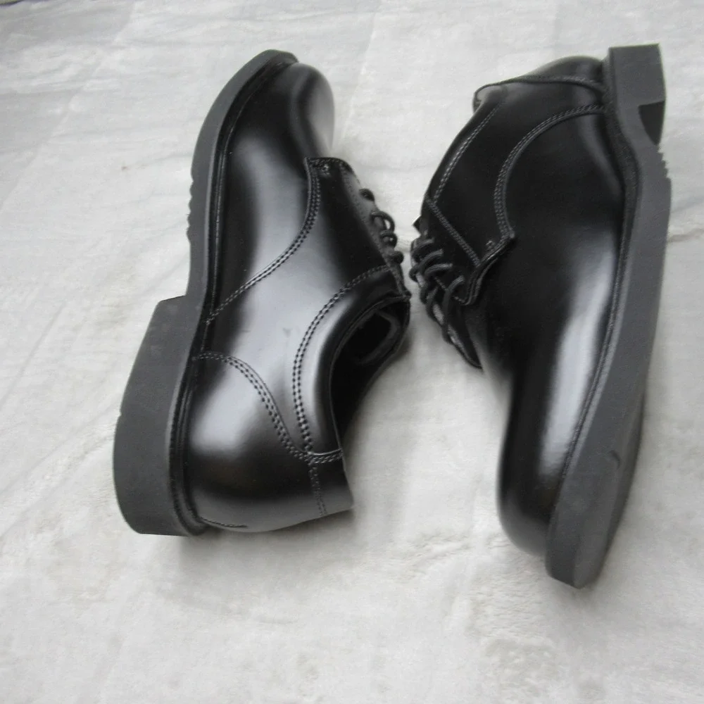 Thorogood Mens Shoes 11M Black Oxford Slip Resistant Leather Lace High Shine NEW